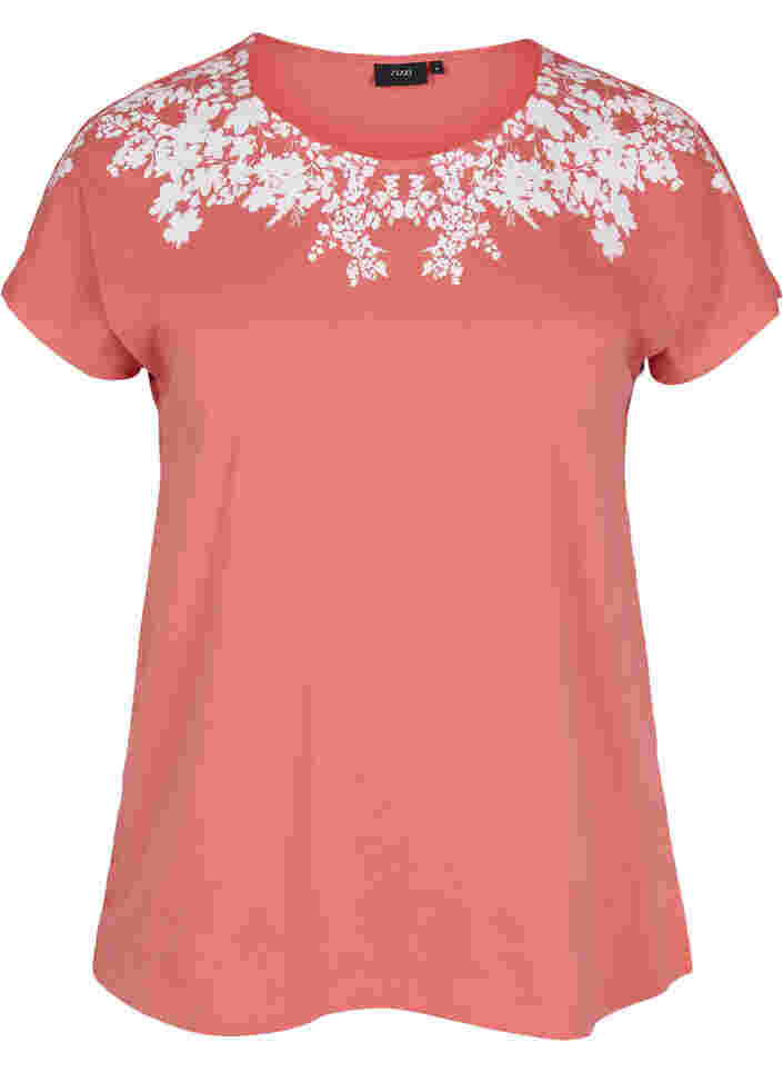 Cotton t-shirt with print details, Faded RoseMel feath, Packshot image number 0