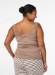 Viscose top with lace edge, Beige, Model image number 2