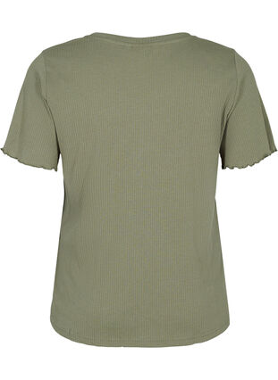 Short-sleeved t-shirt in ribbed fabric, Dusty Olive, Packshot image number 1