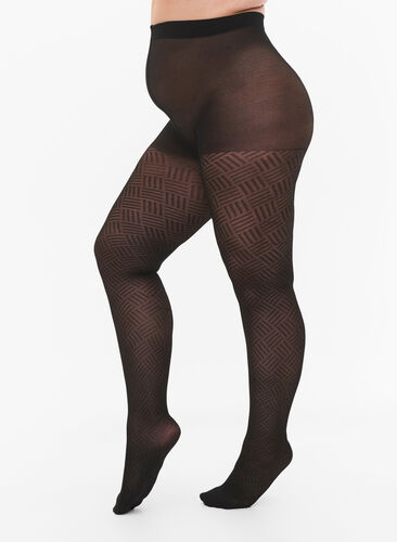 Patterned tights in 50 denier, Black, Model image number 0