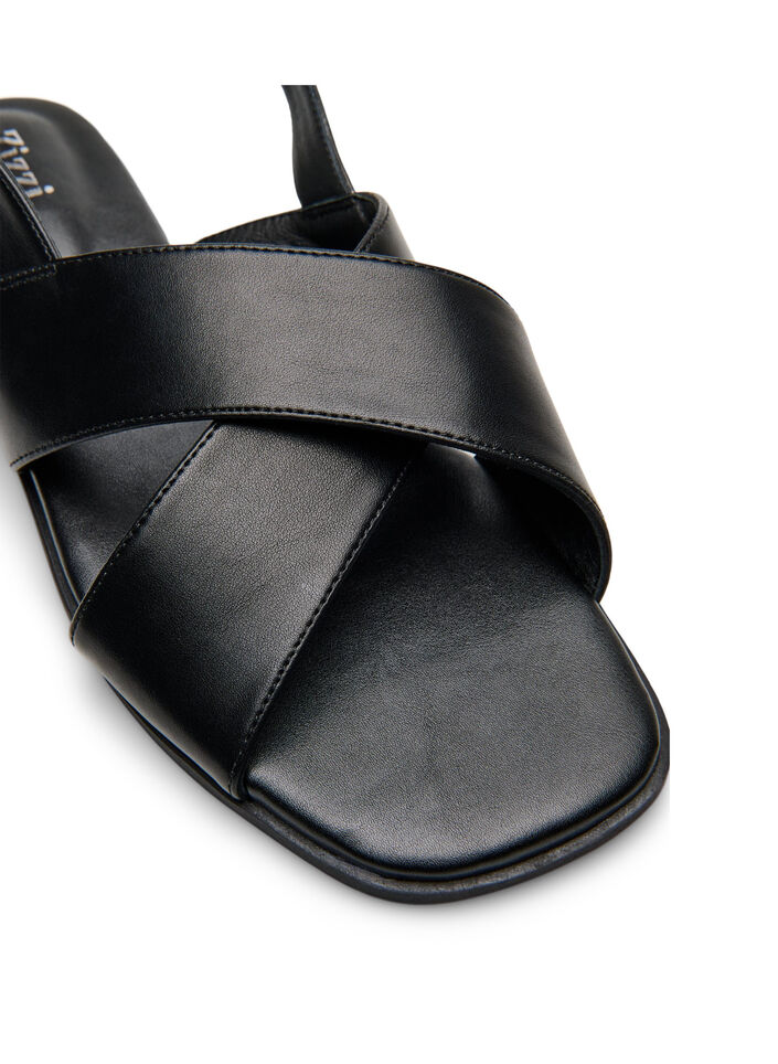 Leather sandal with criss-cross straps, Black, Packshot image number 3