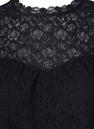 Short-sleeved lace blouse, Black, Packshot image number 2