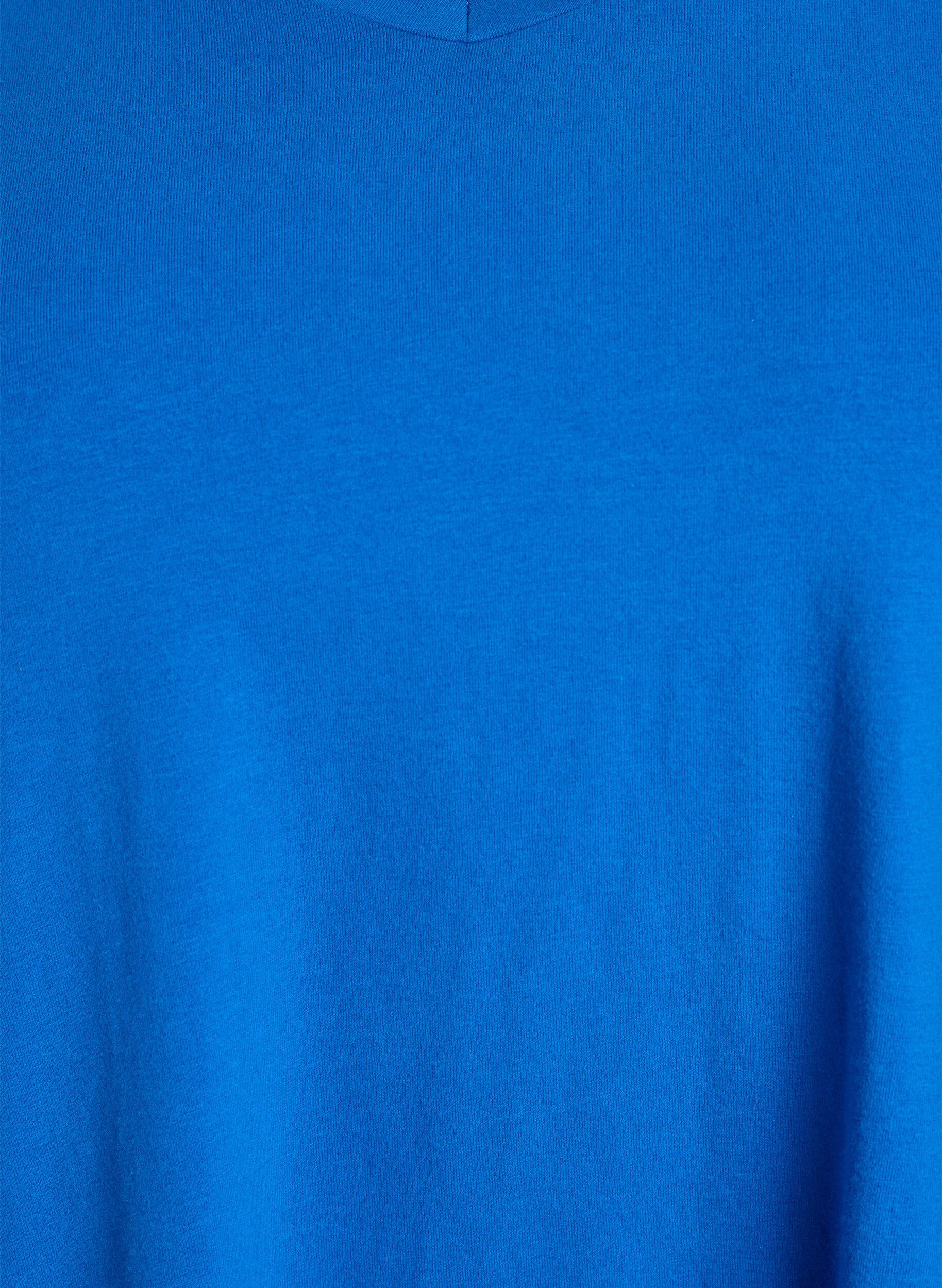 ZizzifashionSolid-coloured basic cotton T-shirt, Blue, Packshot image number 2