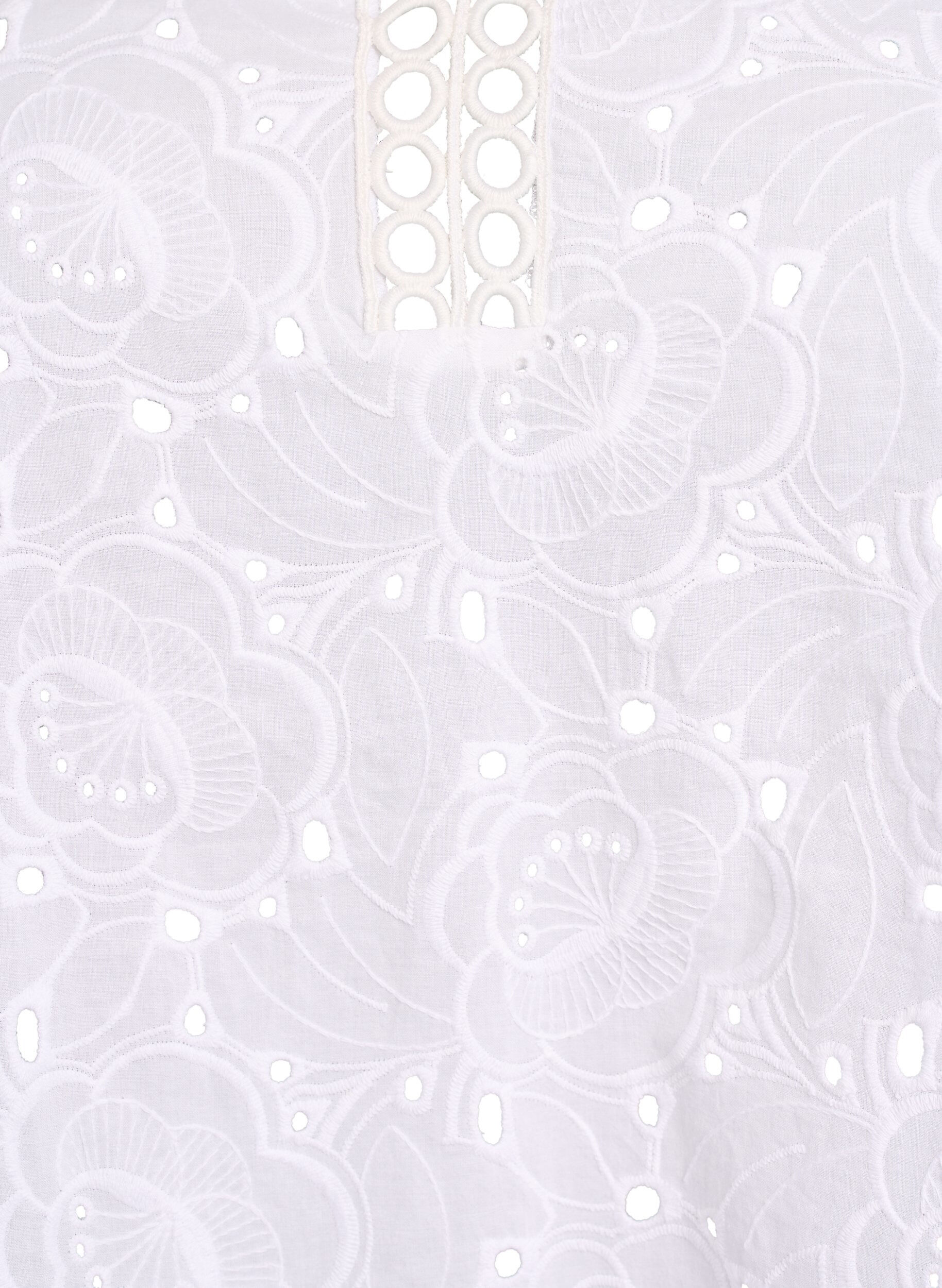 Zizzifashion Long-sleeved cotton blouse with broderie anglaise, White, Packshot image number 2