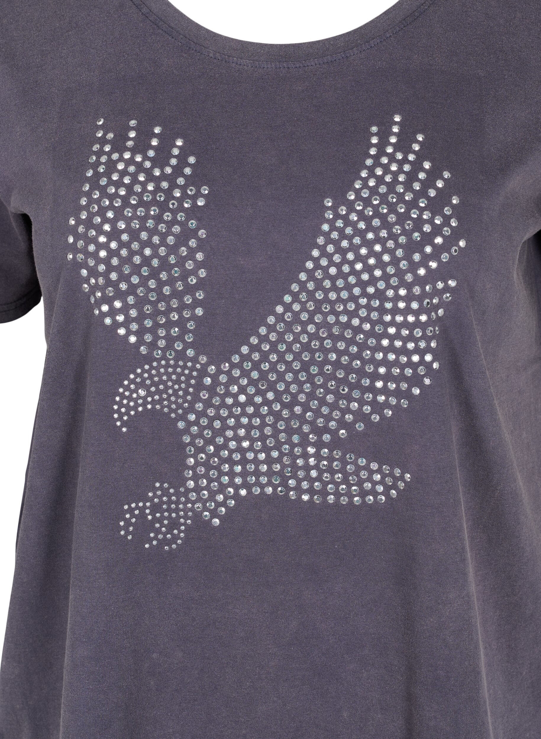 Zizzifashion Cotton t-shirt in acid wash and stones, Dark Grey Wash, Packshot image number 2