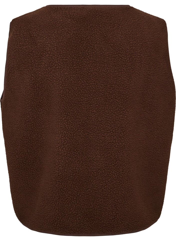 Teddy gilet with buttons and pockets, Brown, Packshot image number 1