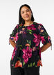 Blouse with floral print and peplum, Black, Model image number 0
