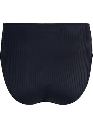 High-waisted bikini bottoms with ribbed texture, Black, Packshot image number 1