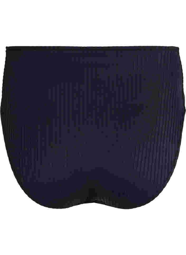 High-waisted bikini bottoms with ribbed texture, Black, Packshot image number 1