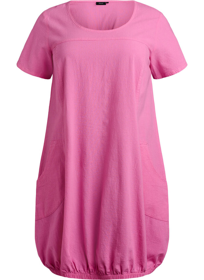 Short-sleeved cotton dress, Pink, Packshot image number 0