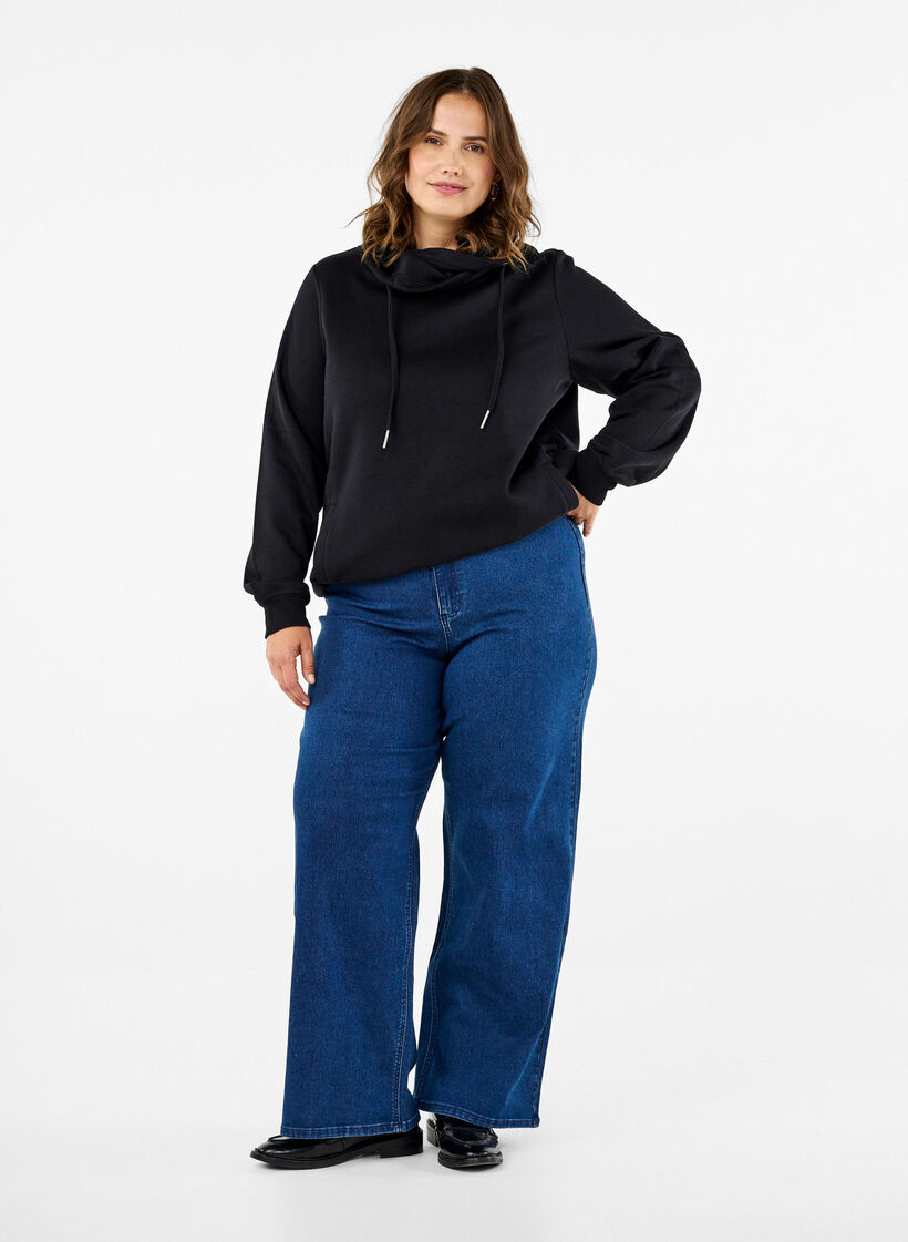 FLASH - Sweatshirt with high collar, Black, Model image number 2