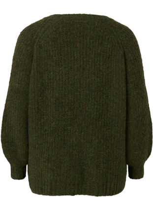 Knitted sweater with wool and raglan sleeves, Winter Moss, Packshot image number 1