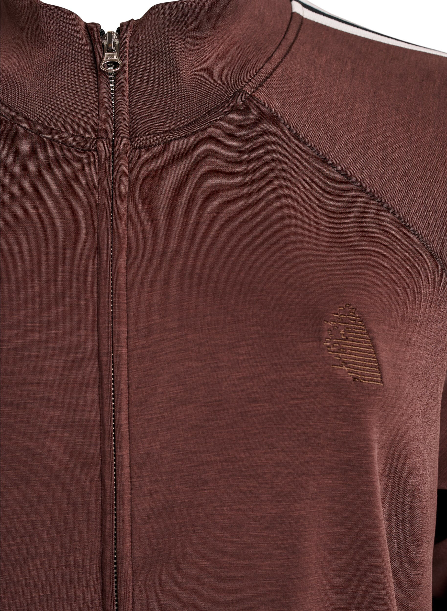 Zizzifashion High-neck training top with stripes on the sleeves, Brown, Packshot image number 2