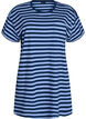 Long night t-shirt in organic cotton with stripes, Blue, Packshot image number 0