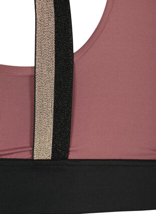 Sports bra with glitter and cross back, Rose Taupe, Packshot image number 2