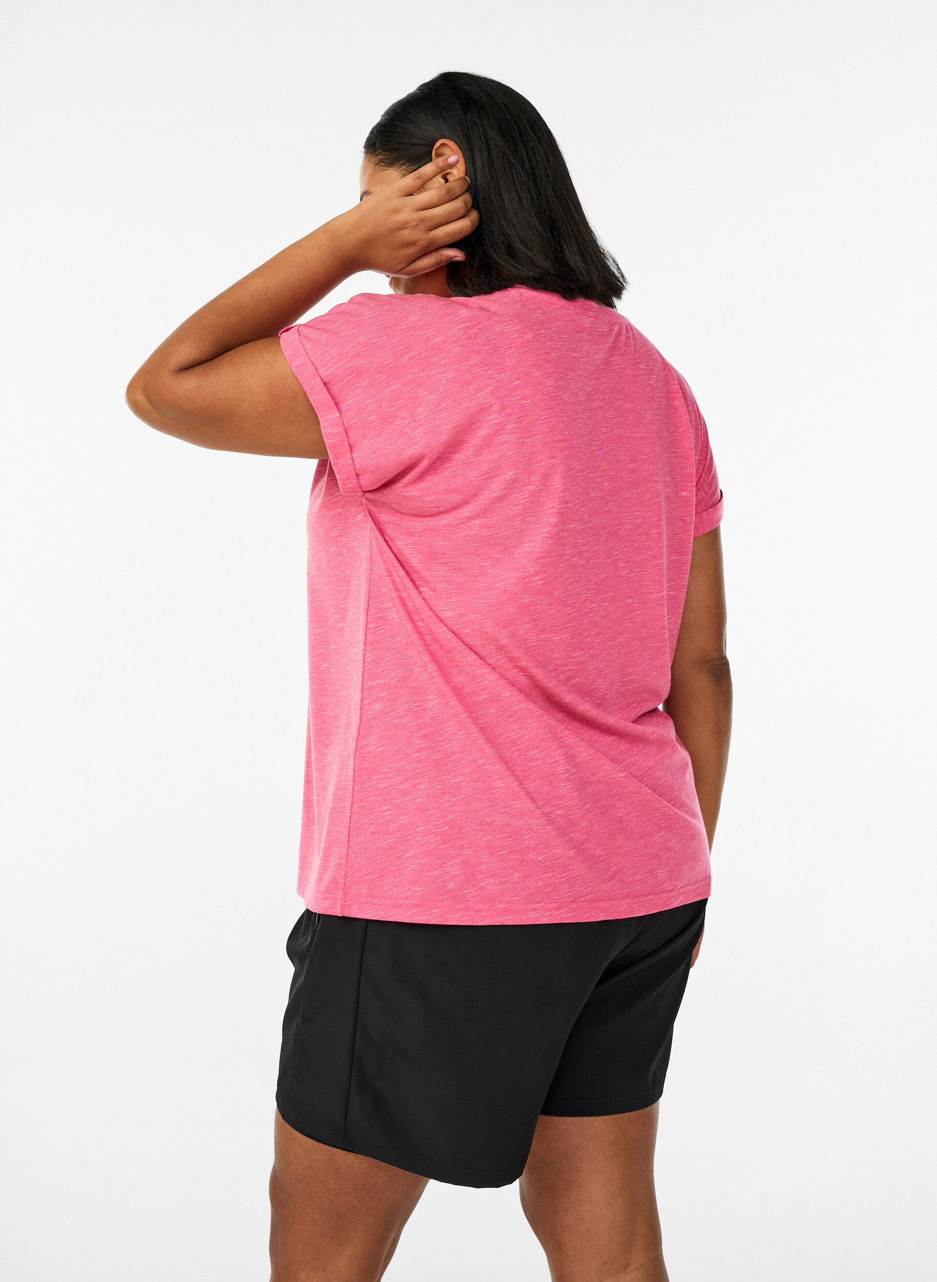 Zizzifashion Loose workout t-shirt with short sleeves, Pink, Model image number 2