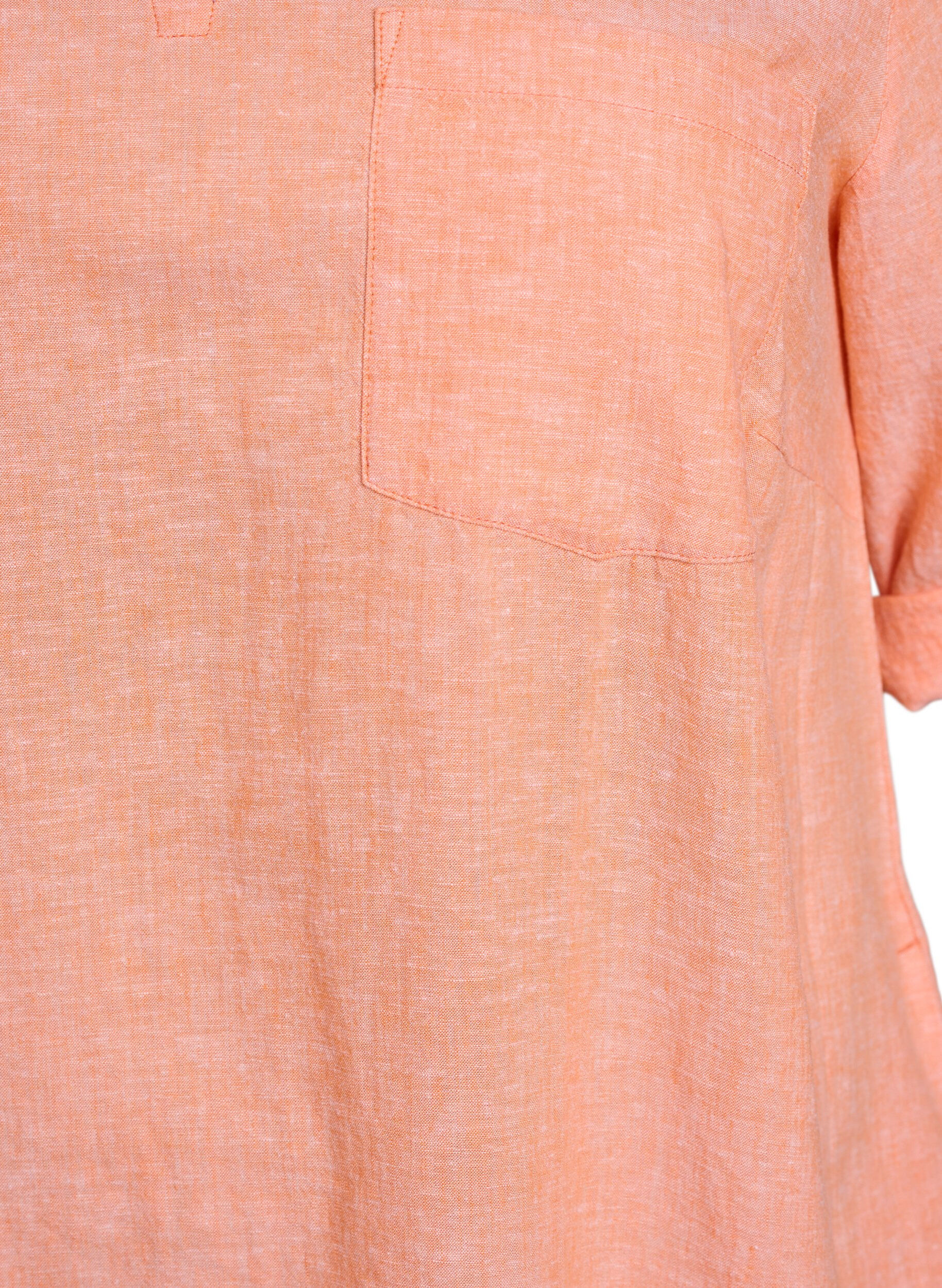 Zizzifashion Linen and viscose tunic with A-shape, Coral, Packshot image number 2