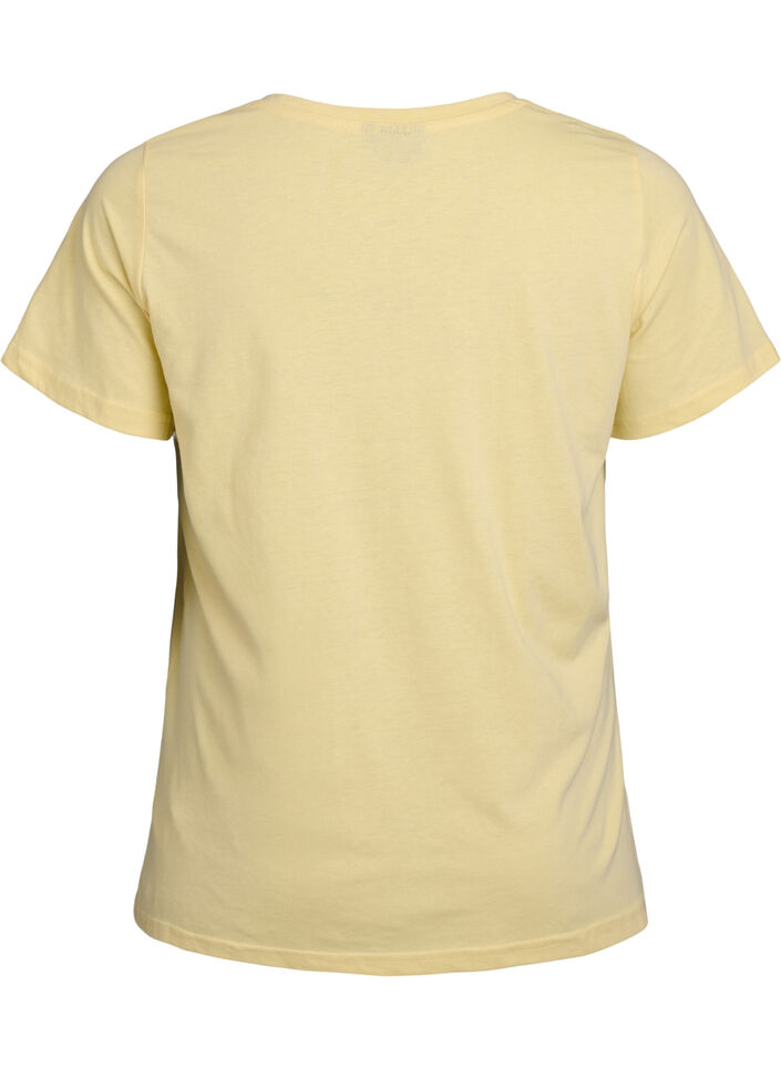 Short-sleeved t-shirt with v-neck, Yellow, Packshot image number 1