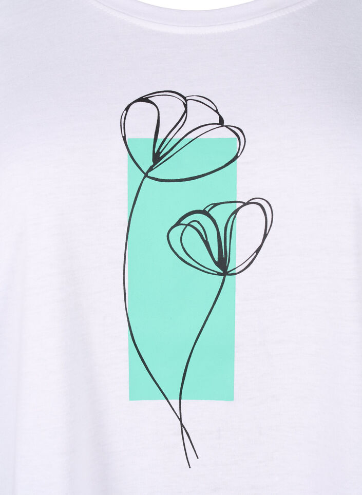 FLASH - T-shirt with motif, Bright White Flower, Packshot image number 2