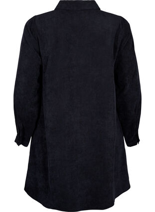 Velvet dress with zipper and 3/4 sleeves, Black, Packshot image number 1