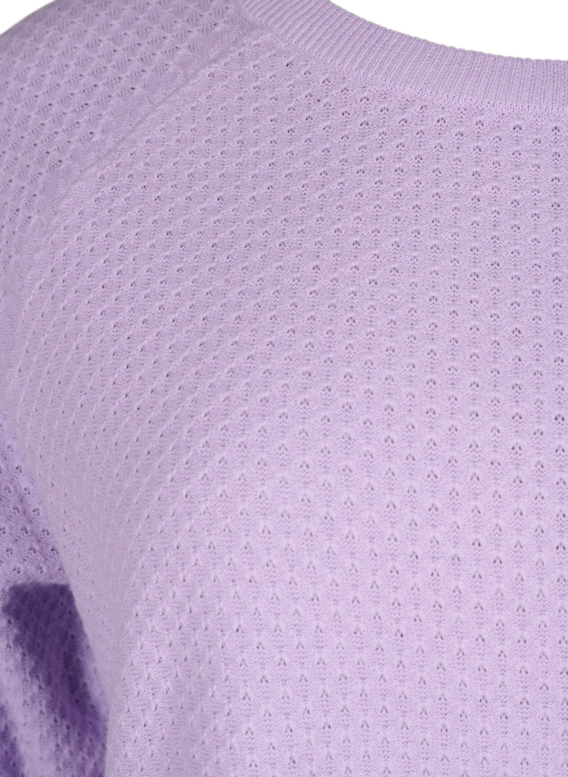 Zizzifashion Pullover in organic cotton with texture pattern, Lavender, Packshot image number 2