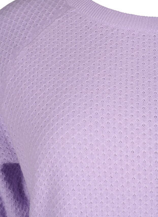 Pullover in organic cotton with texture pattern, Lavender, Packshot image number 2