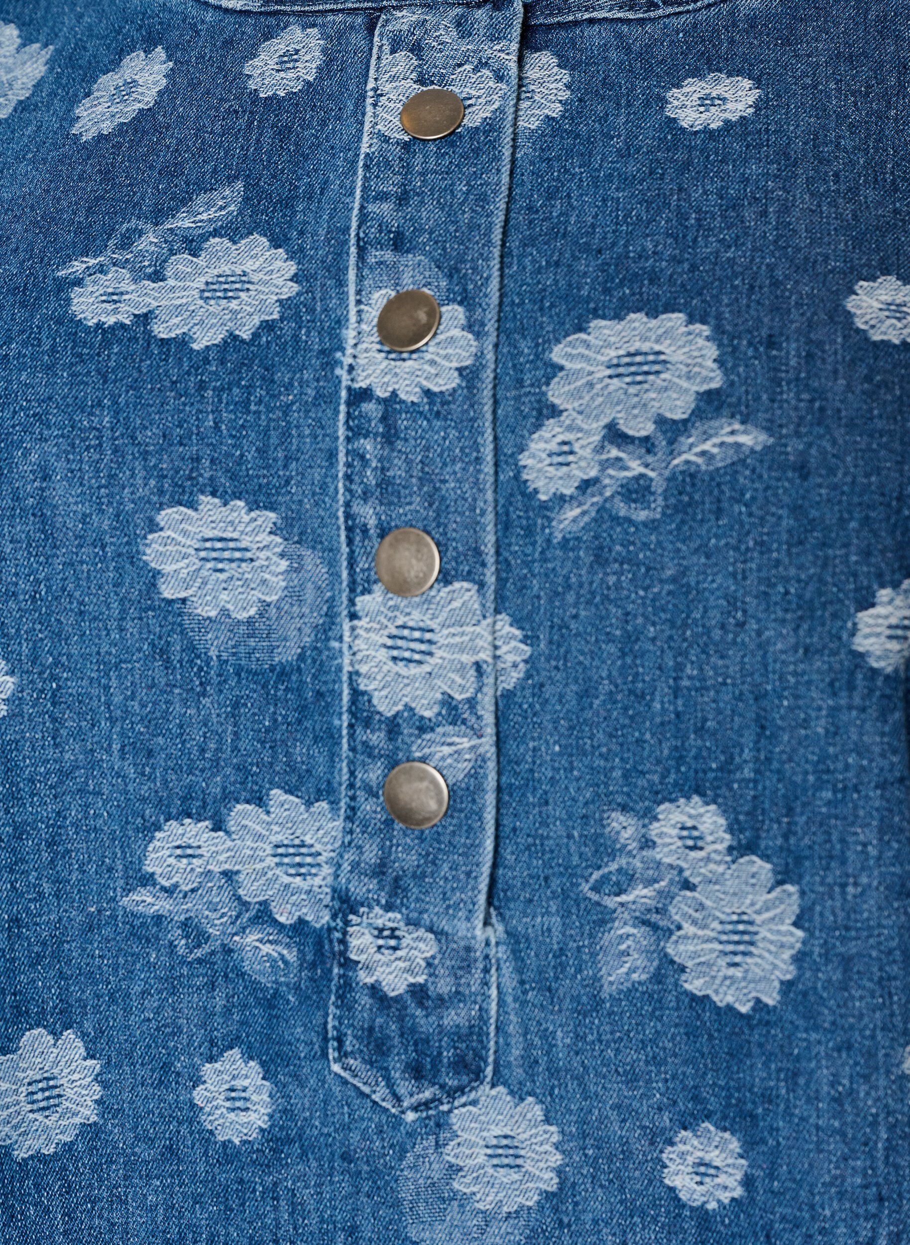 ZizzifashionA-line denim dress with floral pattern, Blue, Packshot image number 2