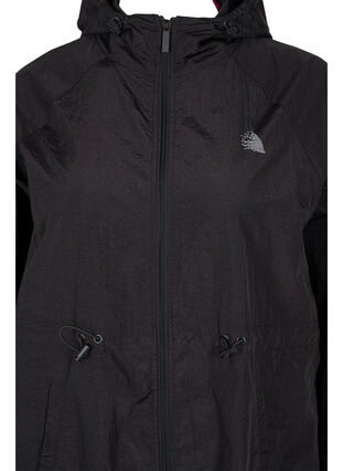 Long sports jacket with adjustable waist, Black, Packshot image number 2