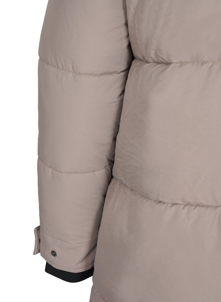 Puffer jacket with hood and contrast detailing, Beige, Packshot image number 4