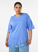 T-shirt with asymmetric lace hem, Purple, Model image number 0