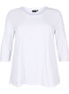 Basic cotton t-shirt with 3/4 sleeves, White, Packshot image number 0