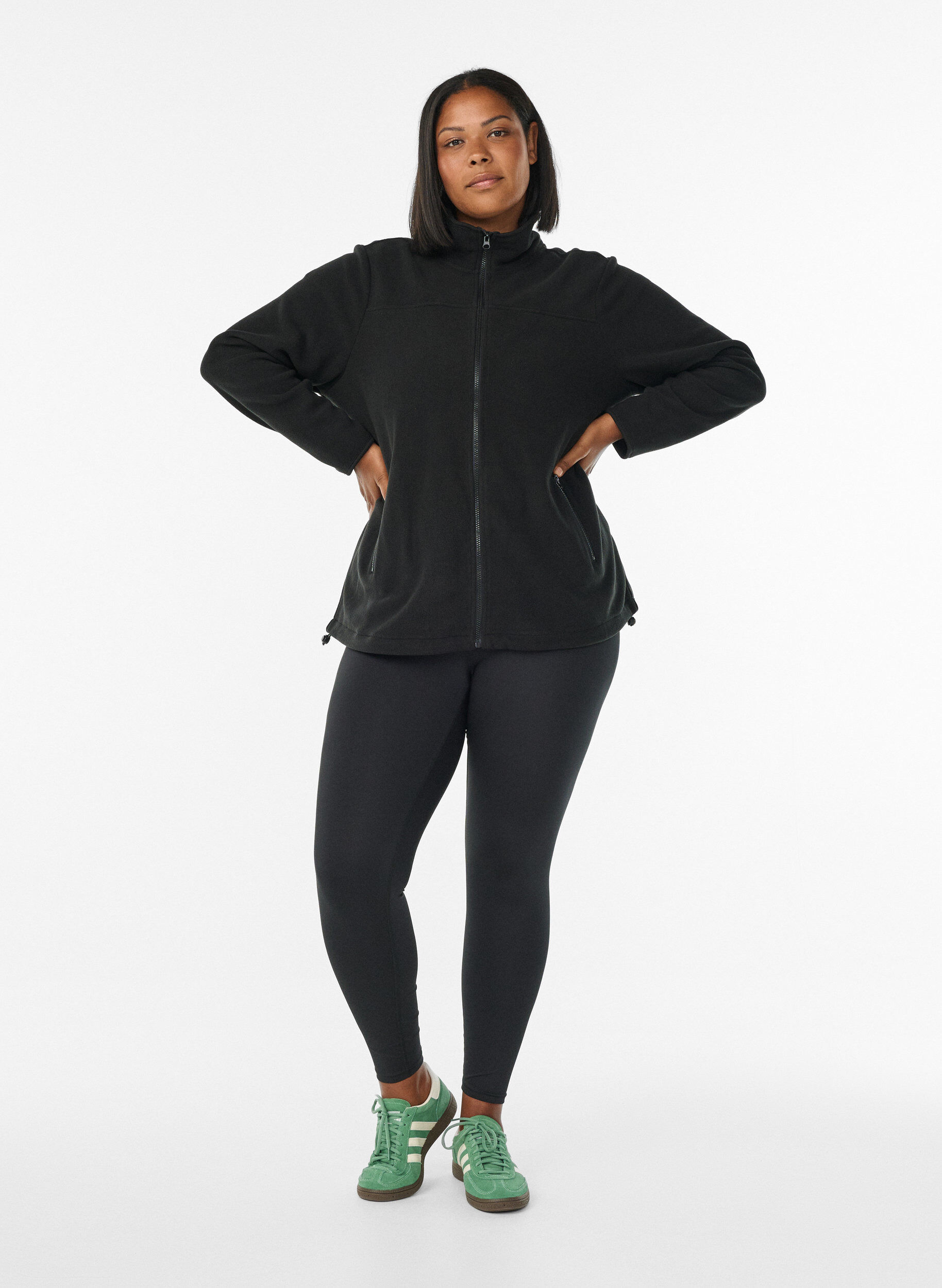 ZizzifashionFleece jacket with pockets, Black, Model image number 1