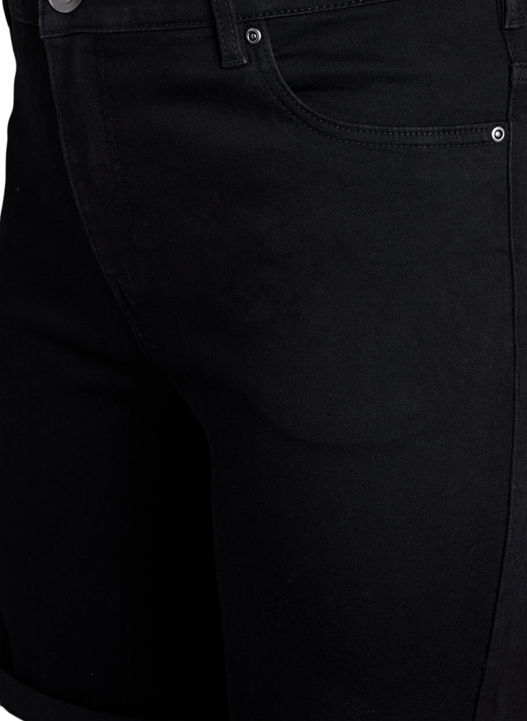 ZizzifashionFitted denim shorts with a high waist, Black, Packshot image number 2