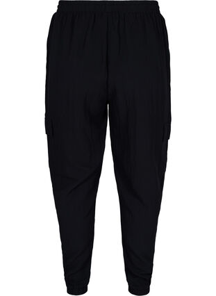 Loose viscose trousers with large pockets, Black, Packshot image number 1