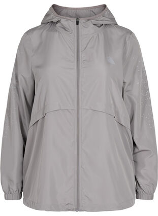 Sports jacket with hood and reflector, Grey Silver, Packshot image number 0