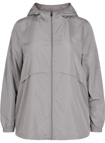 Sports jacket with hood and reflector
