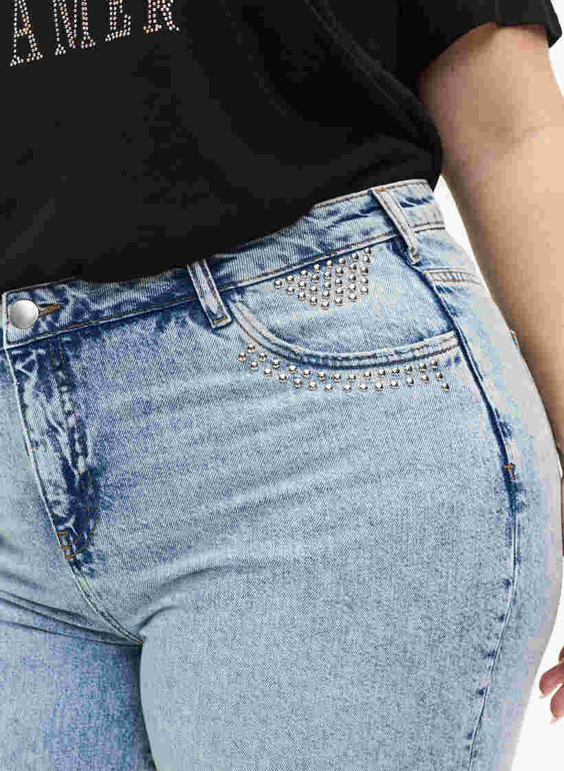 Cropped Vera jeans with studs, Light blue denim, Model image number 3