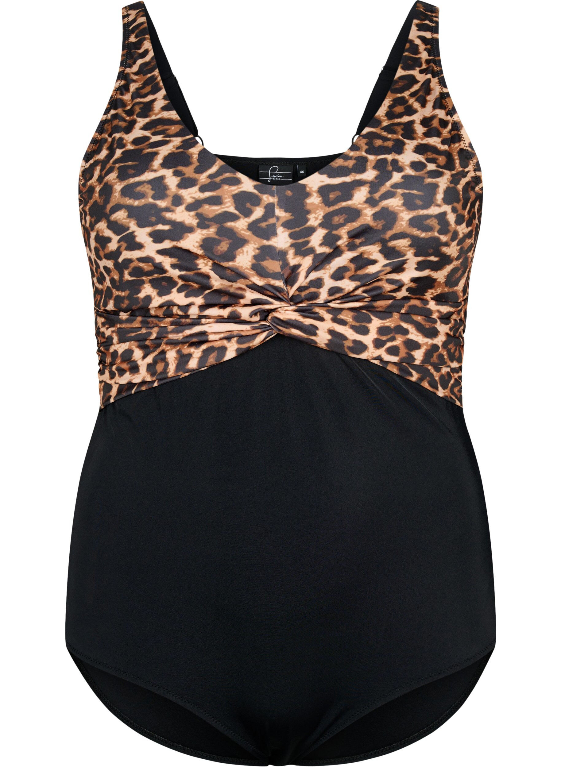 Zizzifashion Swimsuit with underwire and adjustable straps, Black Leopard, Packshot image number 0