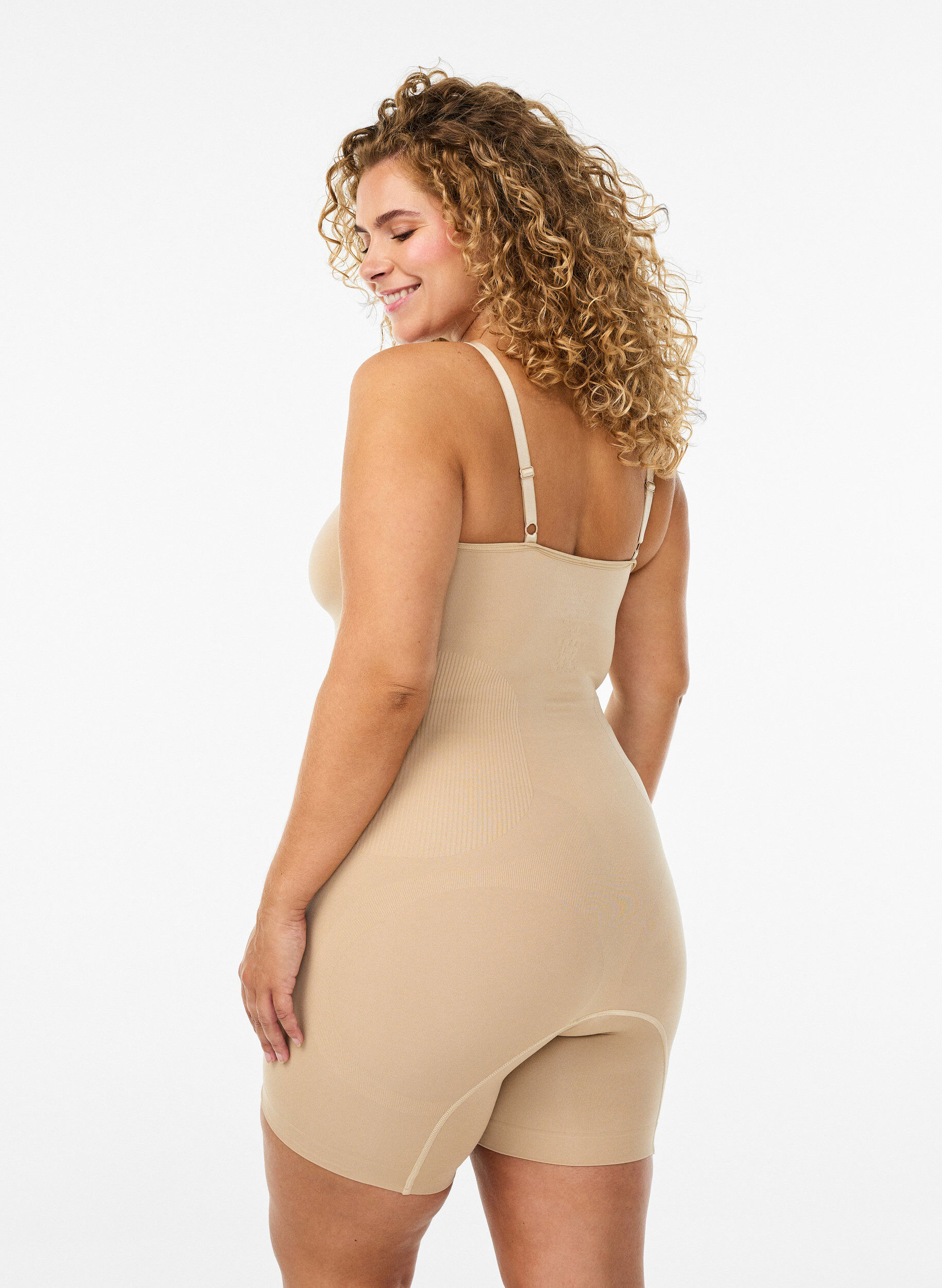 Zizzifashion Shapewear bodysuit with opening at the bottom, Beige, Model image number 1