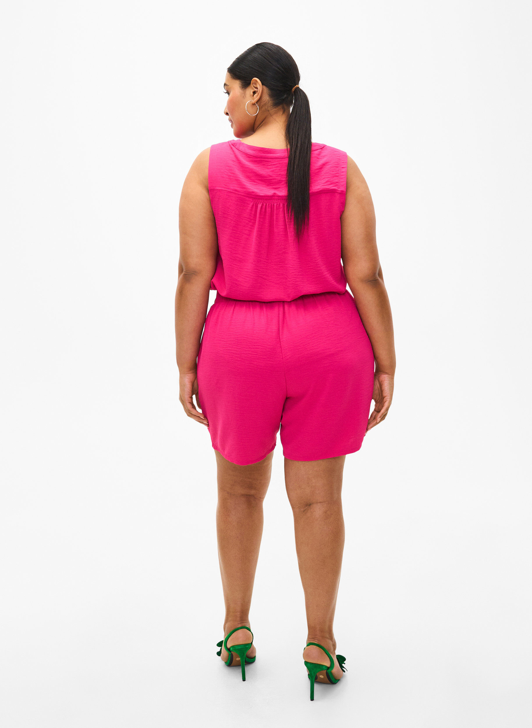 Zizzifashion Shorts with pockets and elastic waistband, Pink, Model image number 2