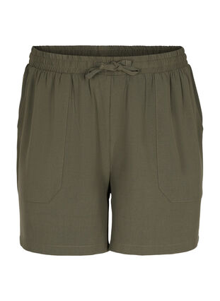 Loose shorts with pockets, Dark Olive, Packshot image number 0