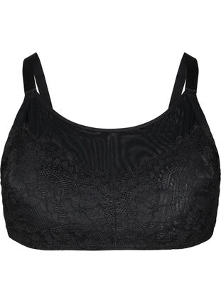 Lace bra with removable padding, Black, Packshot image number 0