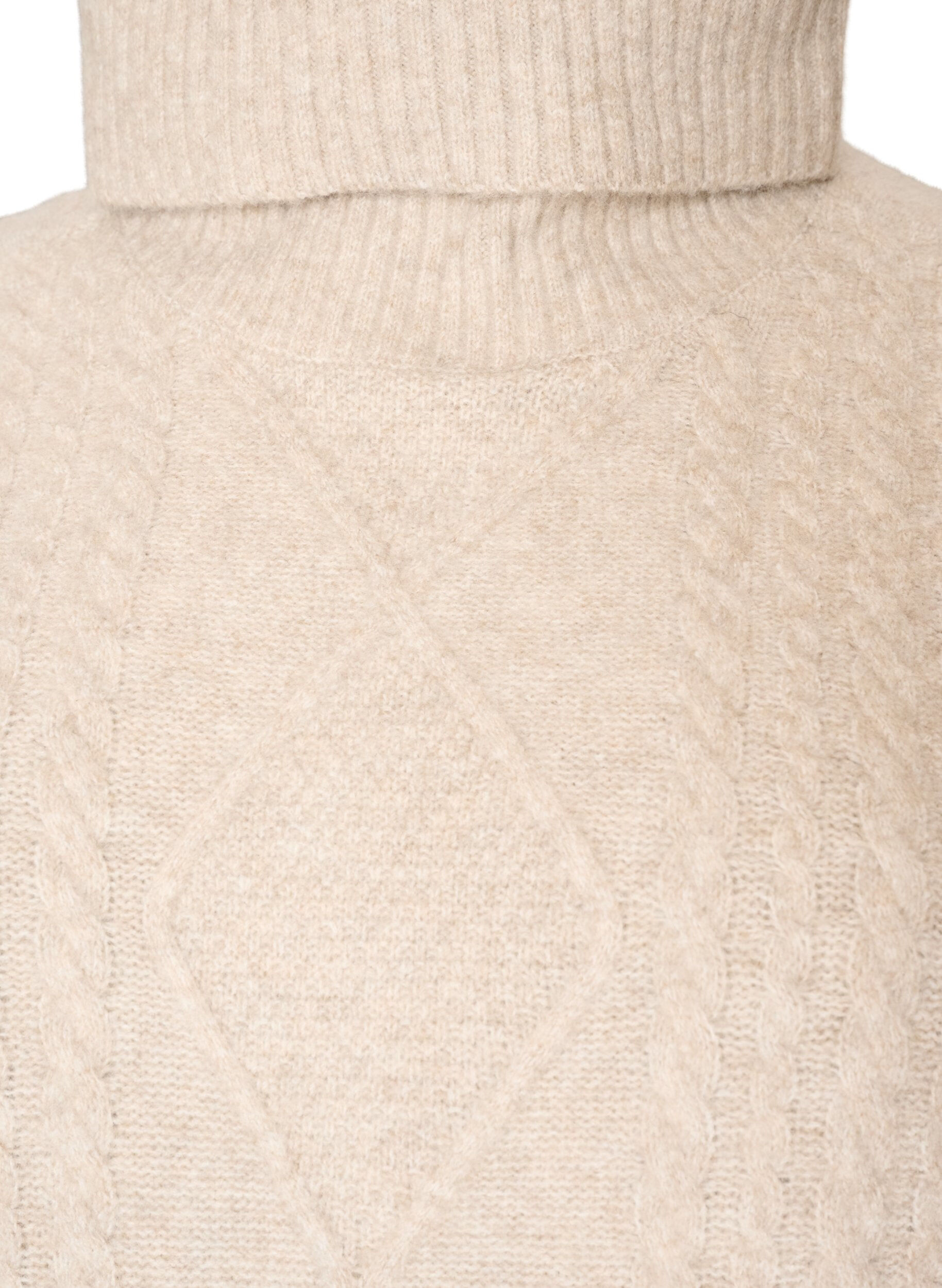 ZizzifashionKnitted vest with turtleneck and cable knit, Beige, Packshot image number 2