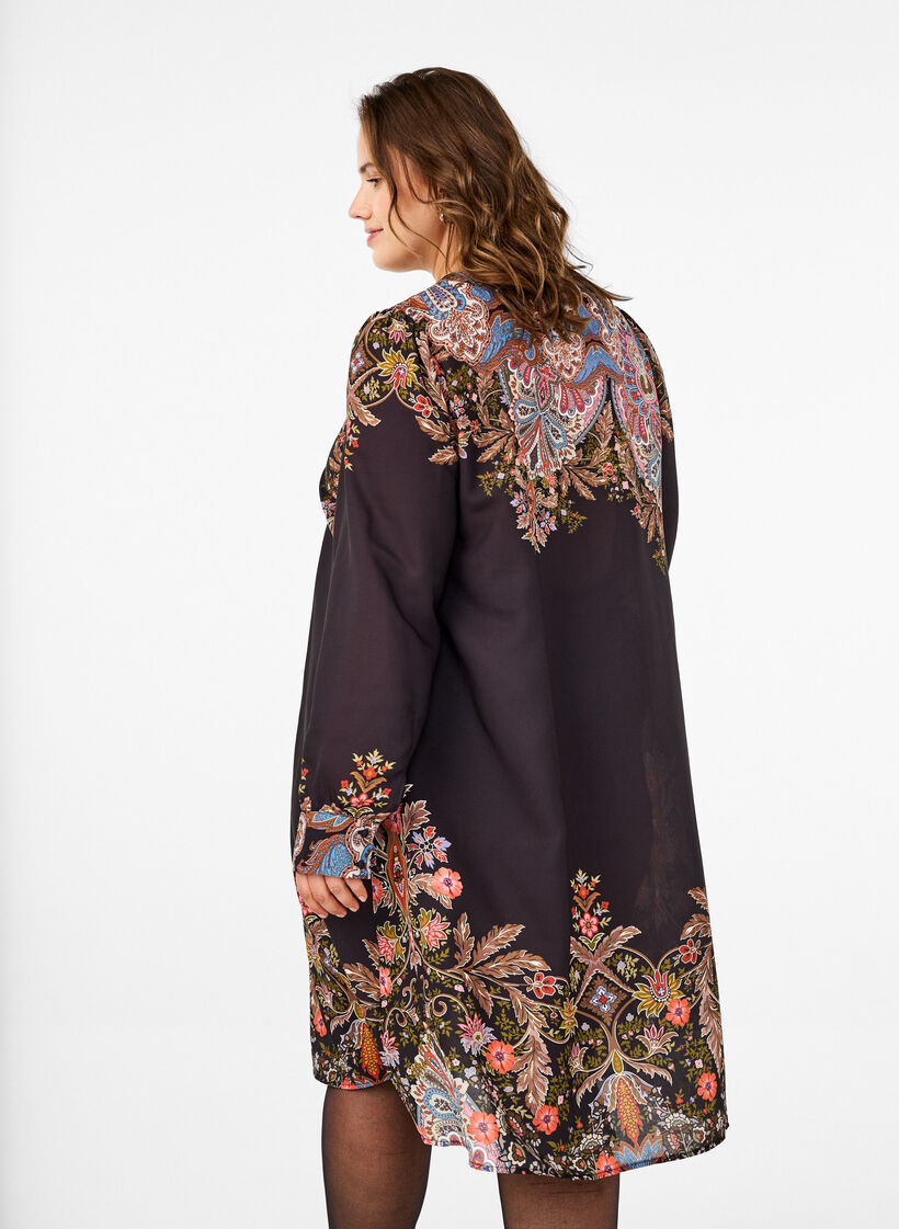 Midi dress with paisley print, Black Paisley, Model image number 1