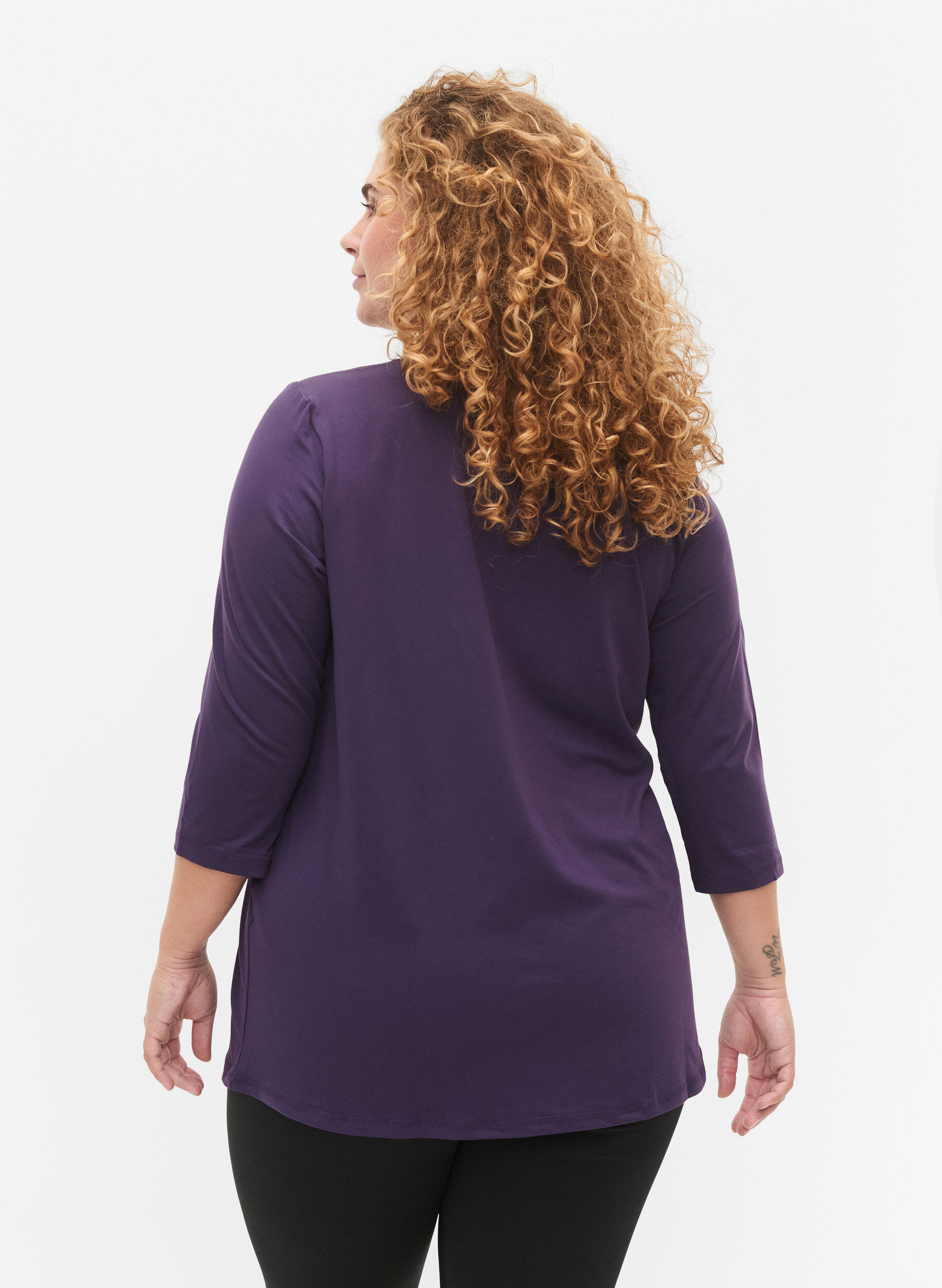 Zizzifashion Workout top with 3/4 sleeves, Purple, Model image number 2