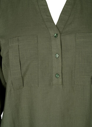 Tunic in cotton with 3/4 sleeves, Thyme, Packshot image number 2