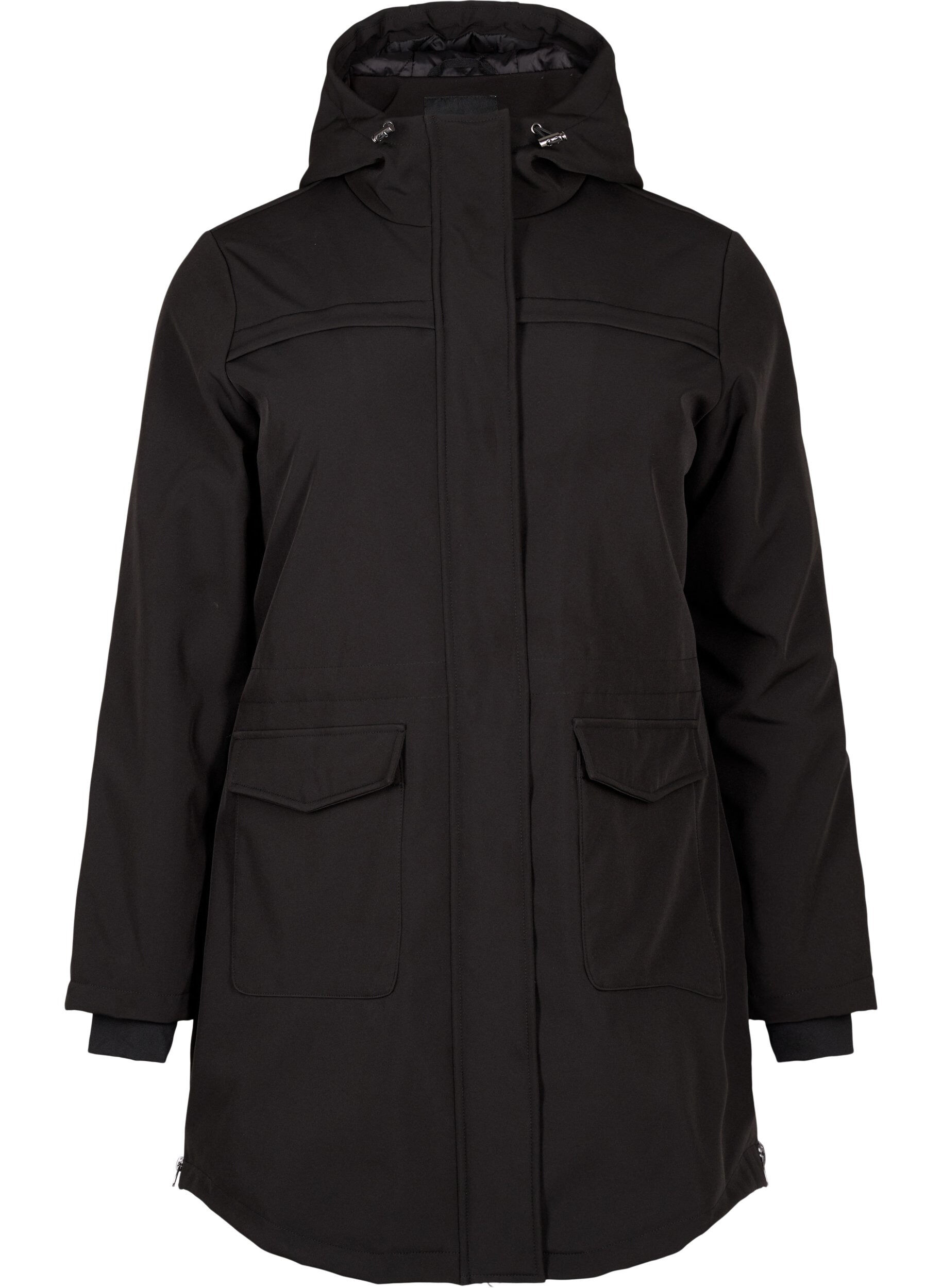 Zizzifashion Water-repellent softshell jacket with quilted lining, Black, Packshot image number 0