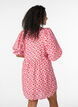 Short viscose dress with an empire line and balloon sleeves, Red, Model image number 2