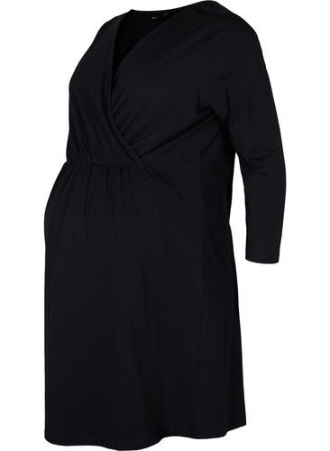 Maternity dress in cotton, Black, Packshot image number 0