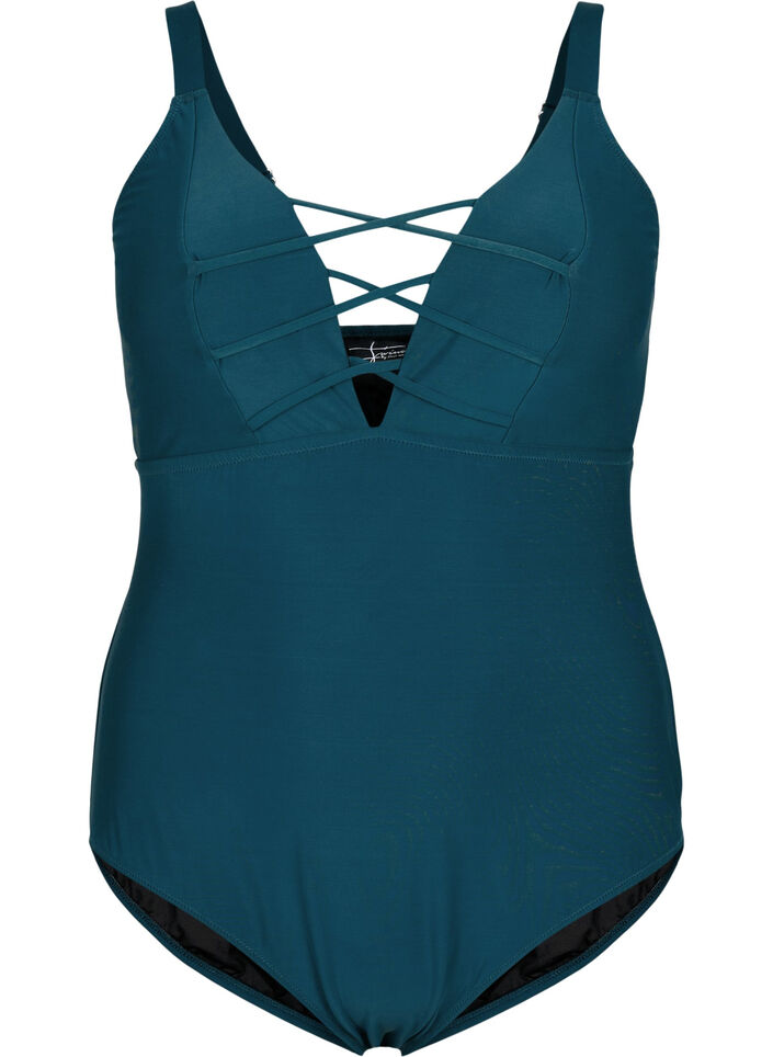 Swimsuit with string detail, Dark Sea, Packshot image number 0